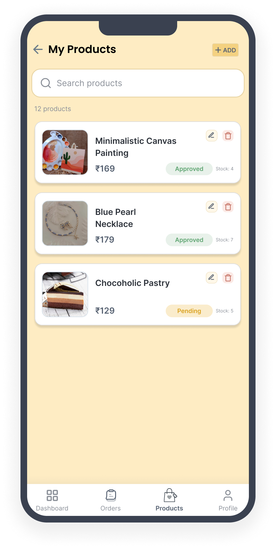 SmarKet My Products screen