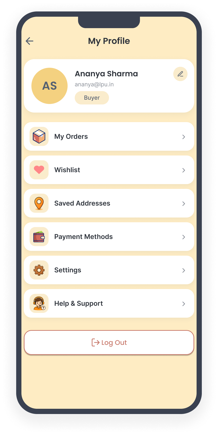 SmarKet Profile screen
