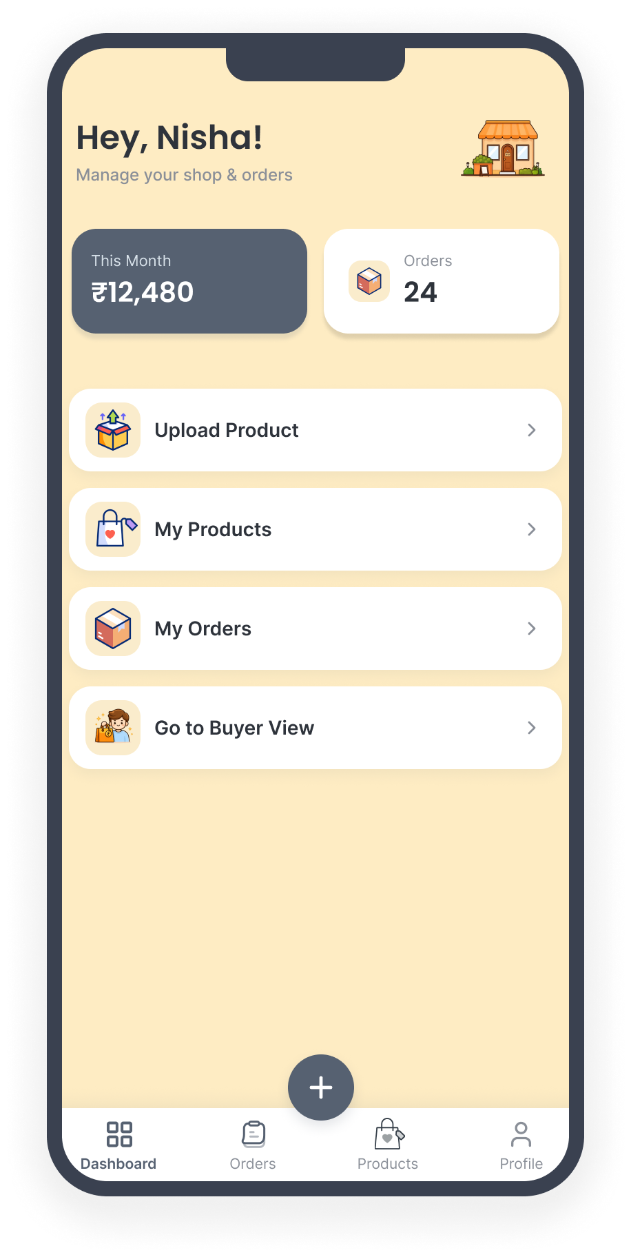SmarKet Seller Dashboard screen