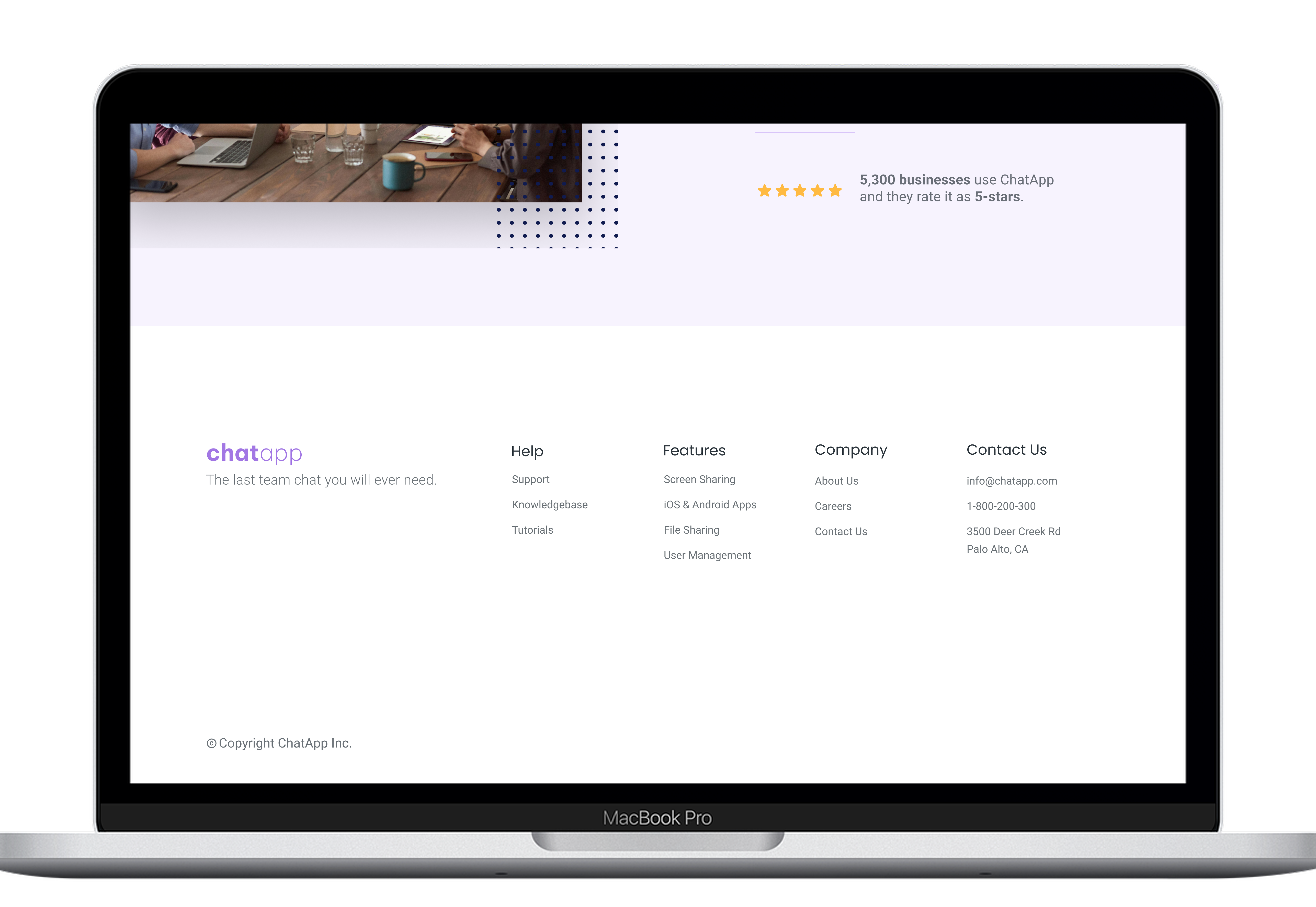 Desktop footer view