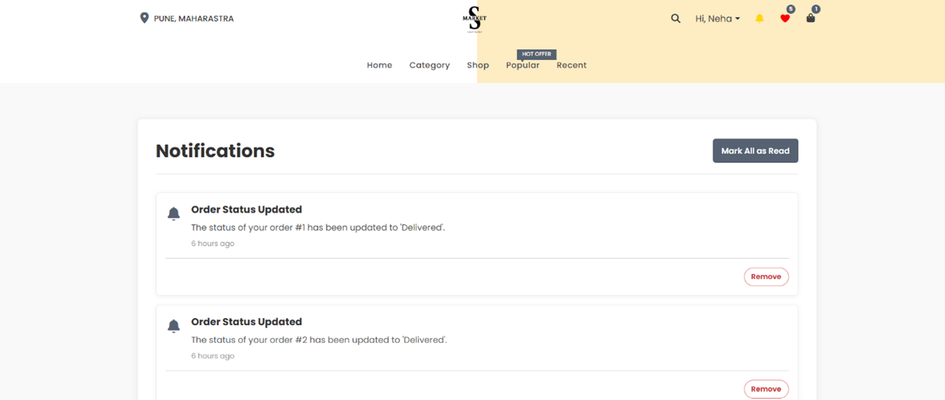 Notifications Page